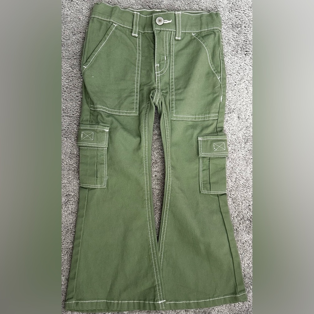 Thereabouts Green Cargo Flare Girls Pants Size 4